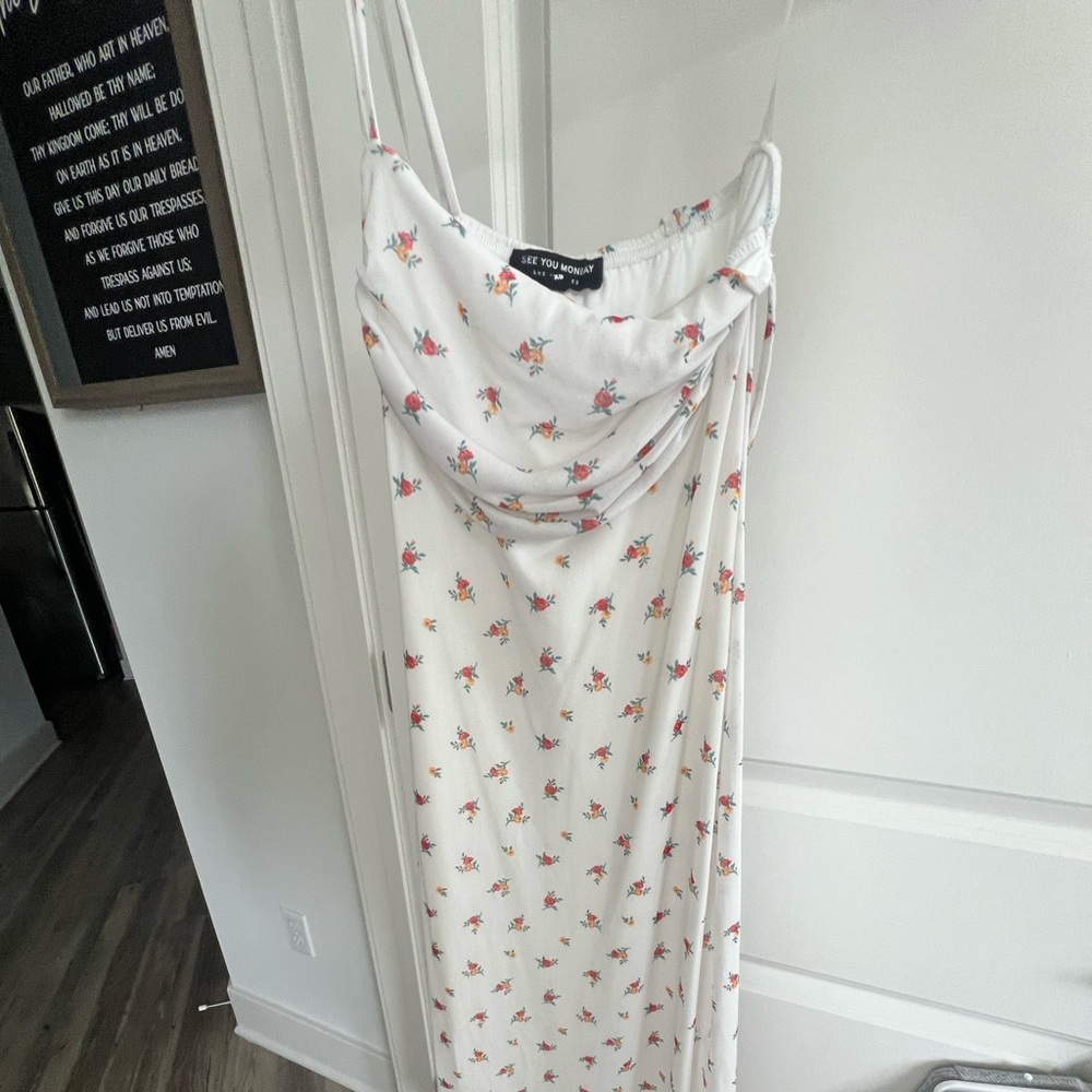 White Floral Midi Dress